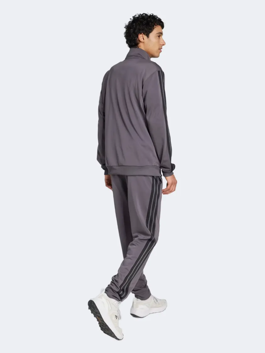 Adidas Sportswear Basic 3 Stripes Men Sportswear Tracksuit Grey Strata
