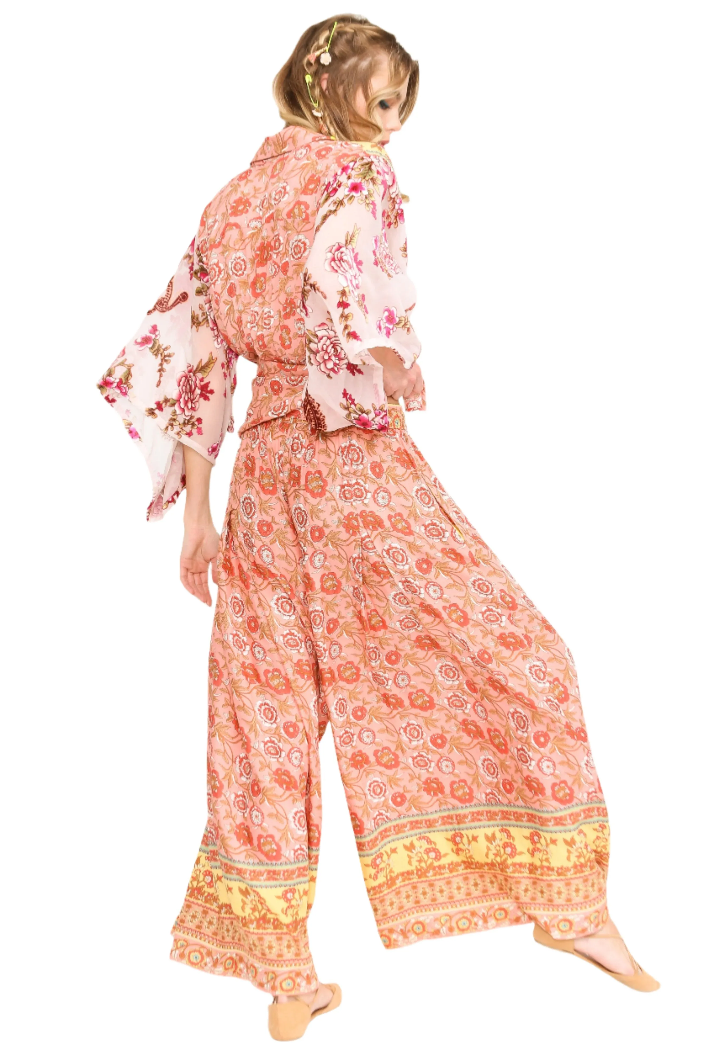 Aratta Silent Journey Roses Palazzo Pants
