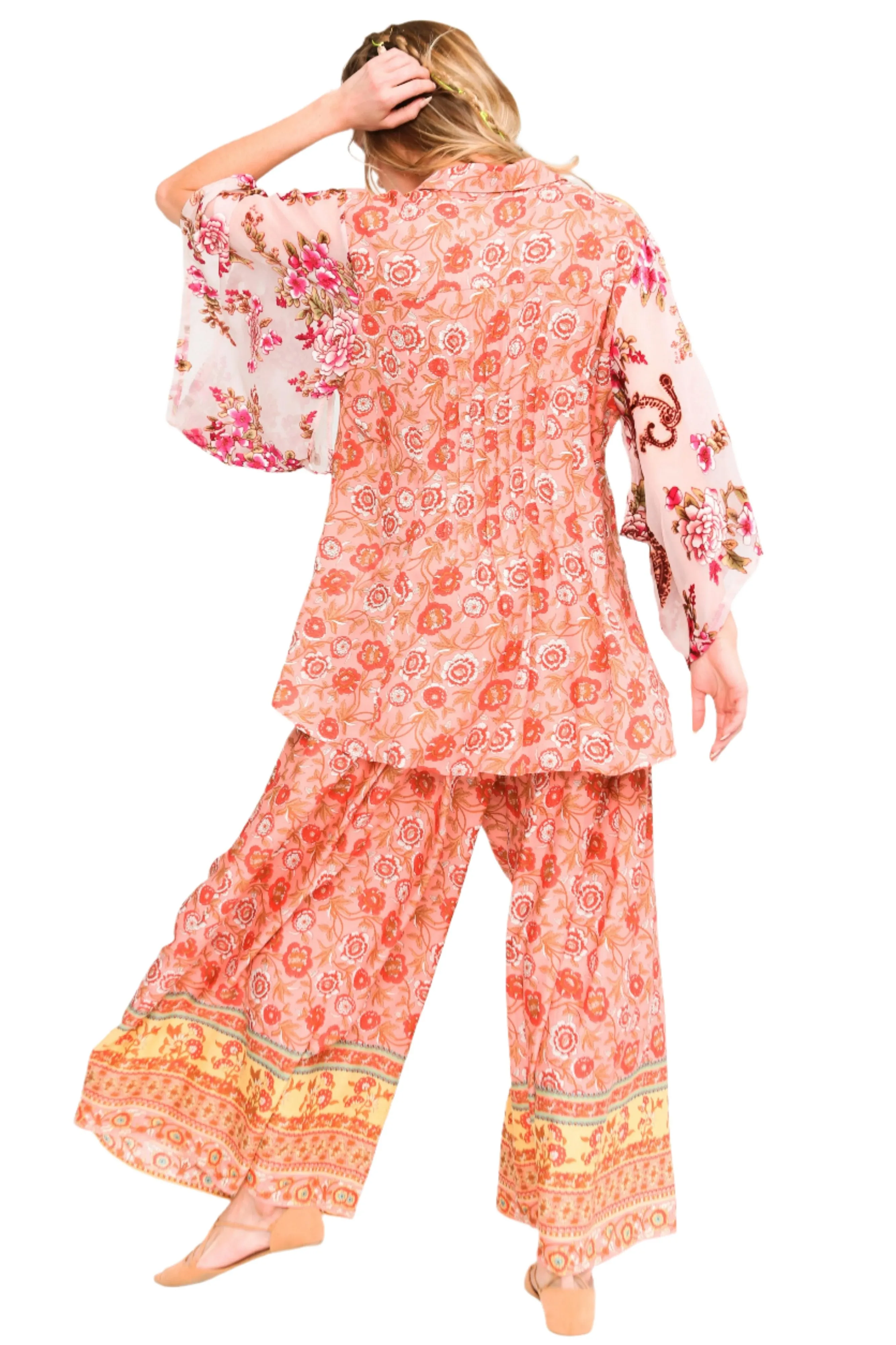 Aratta Silent Journey Roses Palazzo Pants