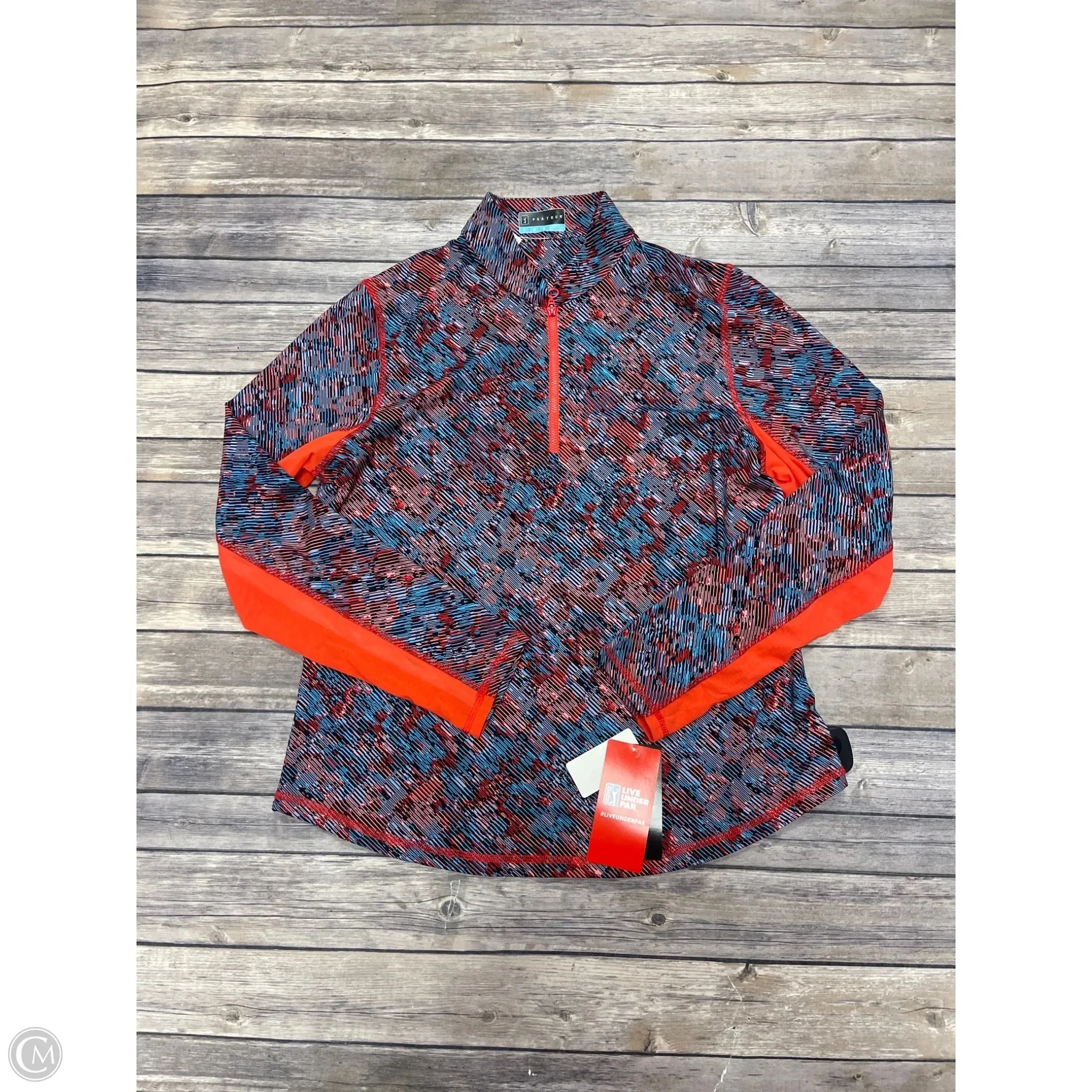Athletic Top Long Sleeve Collar By Cme In Multi-colored, Size: L