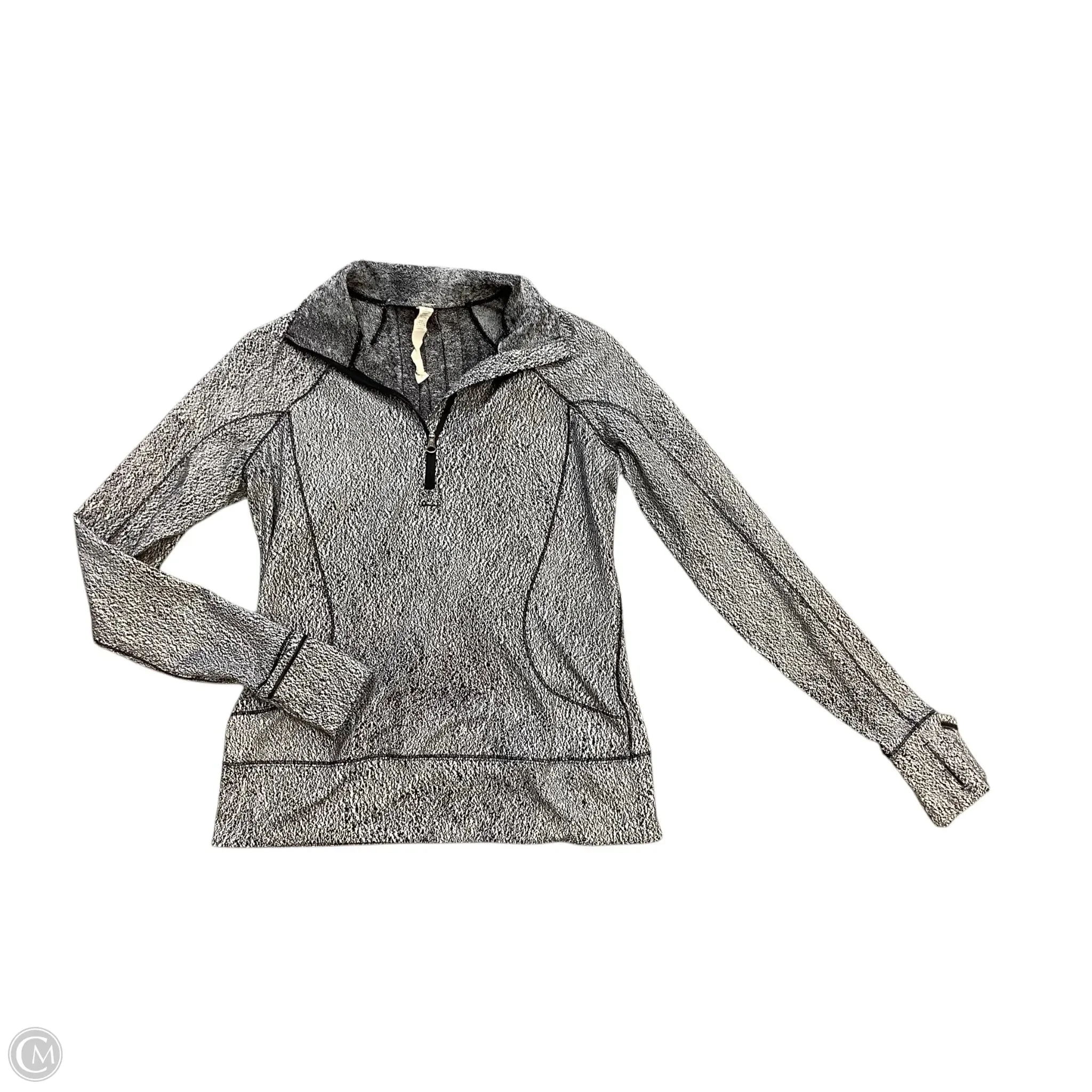 Athletic Top Long Sleeve Collar By Lululemon In Black & White, Size: 6