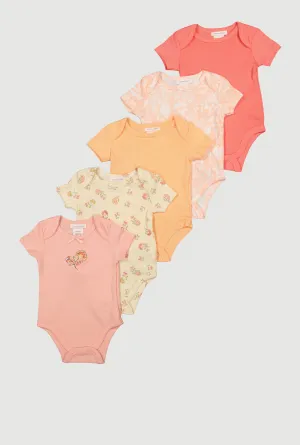 Baby Girls 0-9M Assorted Floral Graphic Bodysuits 5 Pack