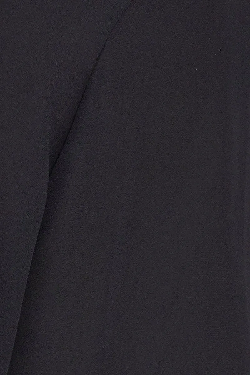 Black Crop Top Long Sleeve V-Neck