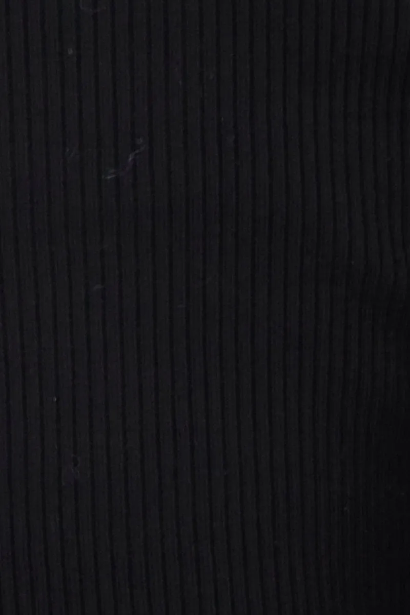 Black Knit Top Long Sleeve Twisted Front