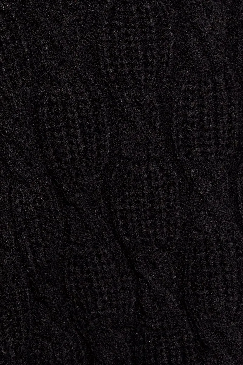 Black Oversized Cable Knit Cardigan