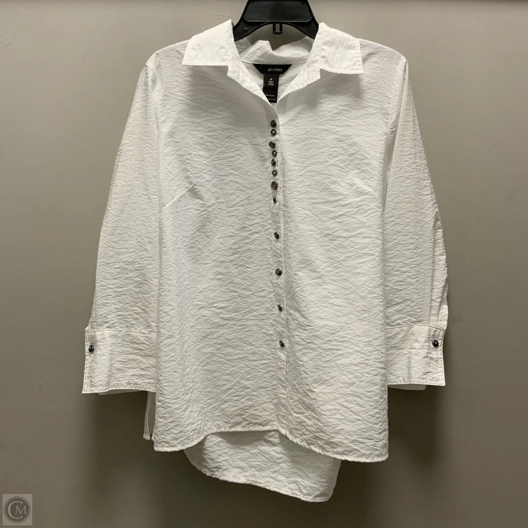Blouse Long Sleeve By Ali Miles In White, Size: M