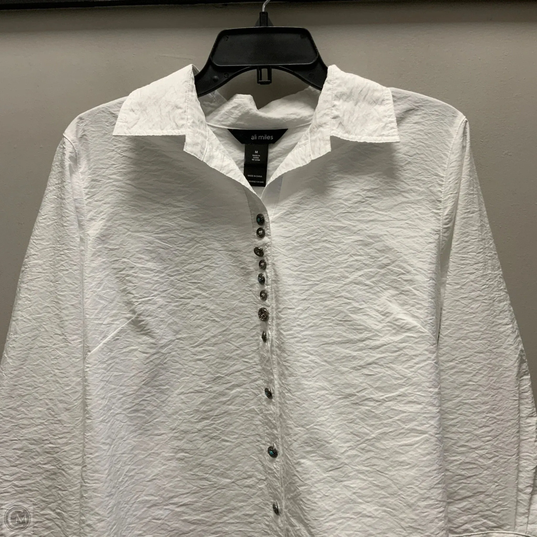 Blouse Long Sleeve By Ali Miles In White, Size: M