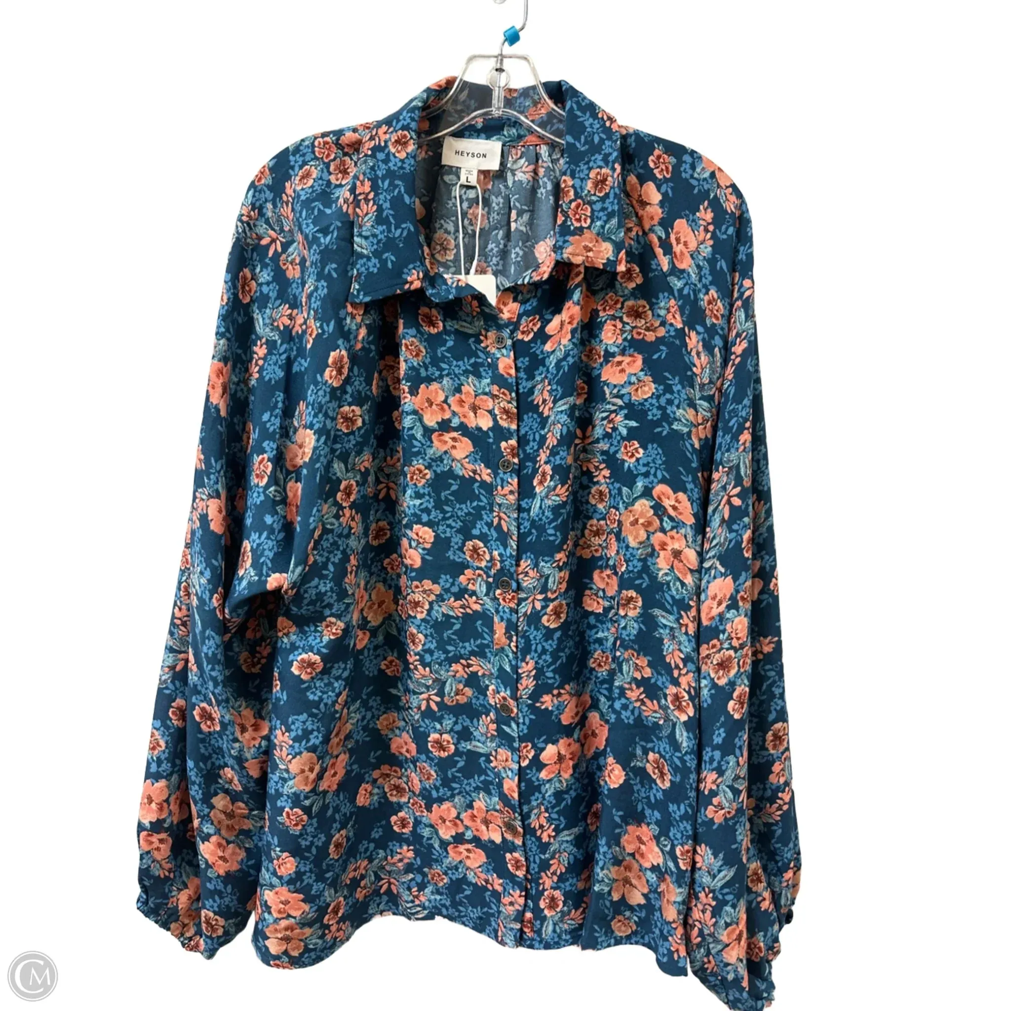 Blouse Long Sleeve By Clothes Mentor In Floral Print, Size: L