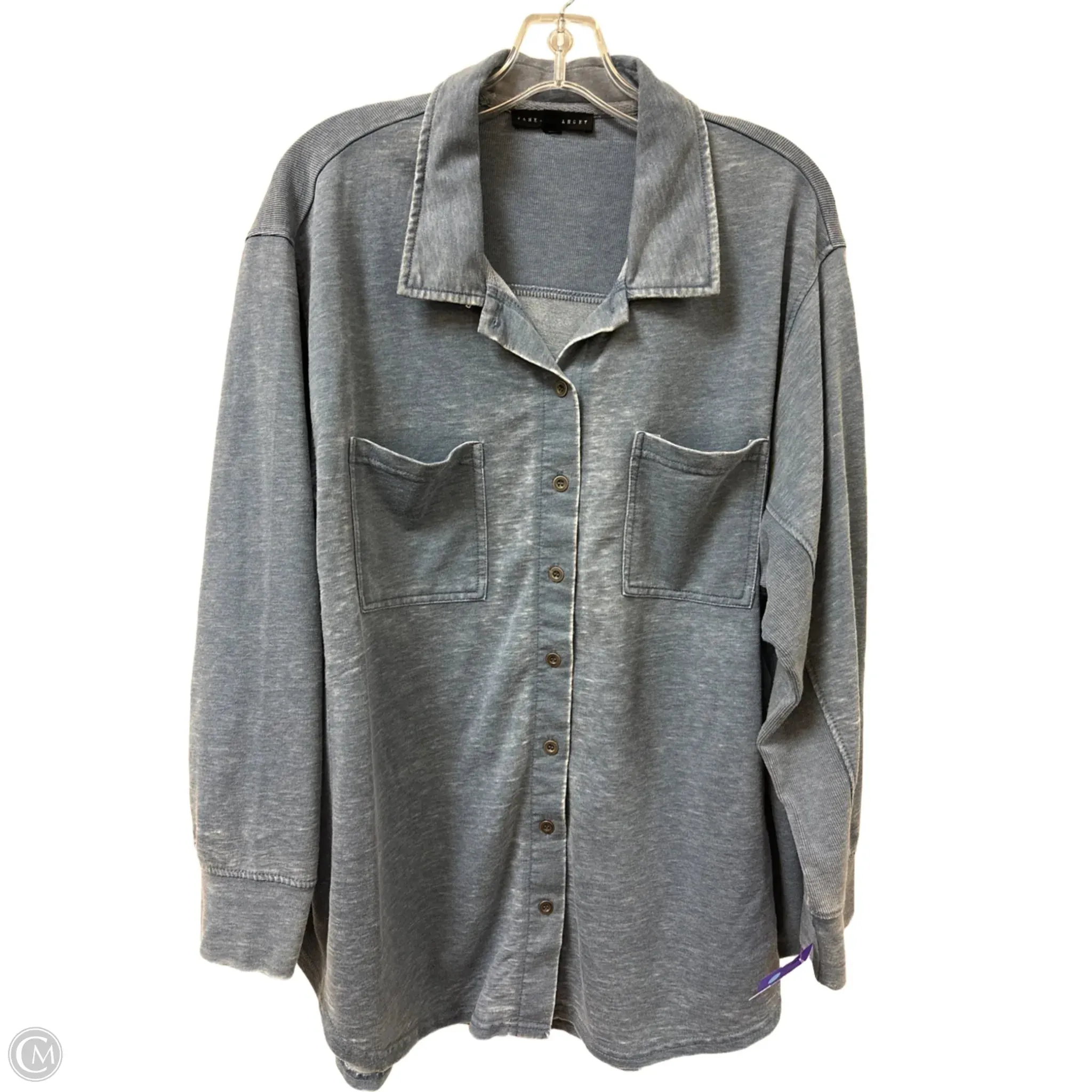 Blouse Long Sleeve By Jane And Delancey In Blue, Size: 2x