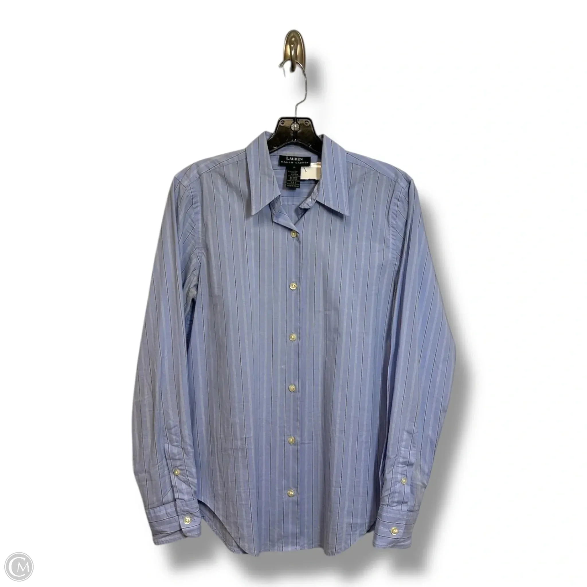 Blouse Long Sleeve By Lauren By Ralph Lauren In Blue, Size: 8