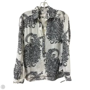 Blouse Long Sleeve By Loft In Blue & White, Size: Xs