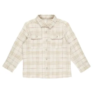 Collared Long Sleeve Shirt - Vintage Plaid - Natural / Gold / Brick - FINAL SALE