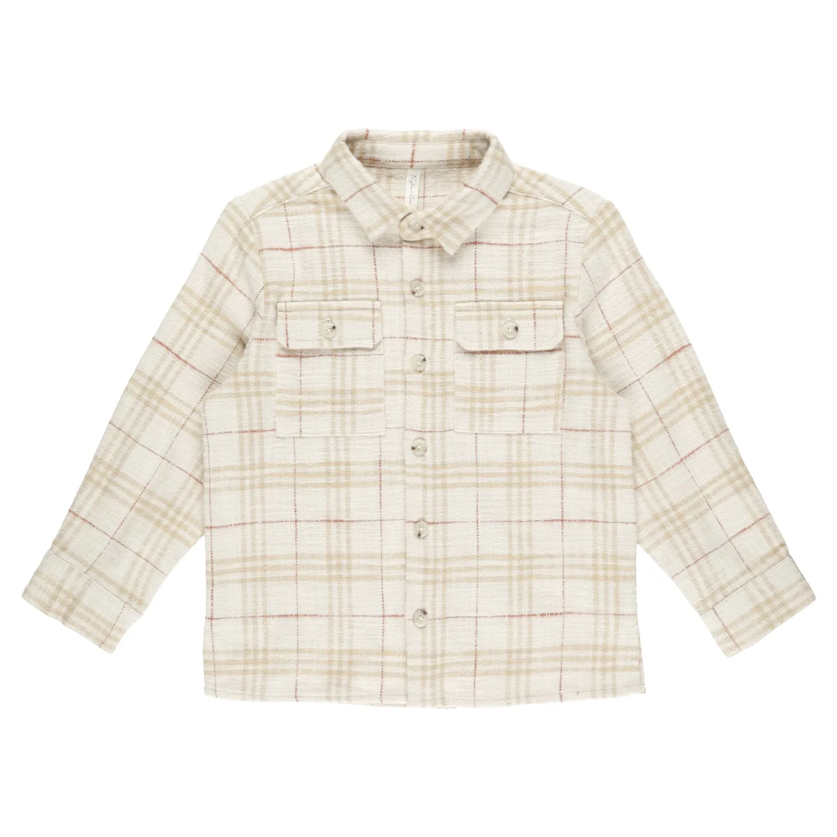Collared Long Sleeve Shirt - Vintage Plaid - Natural / Gold / Brick - FINAL SALE