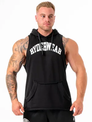 Collegiate Sleeveless Hoodie - Black