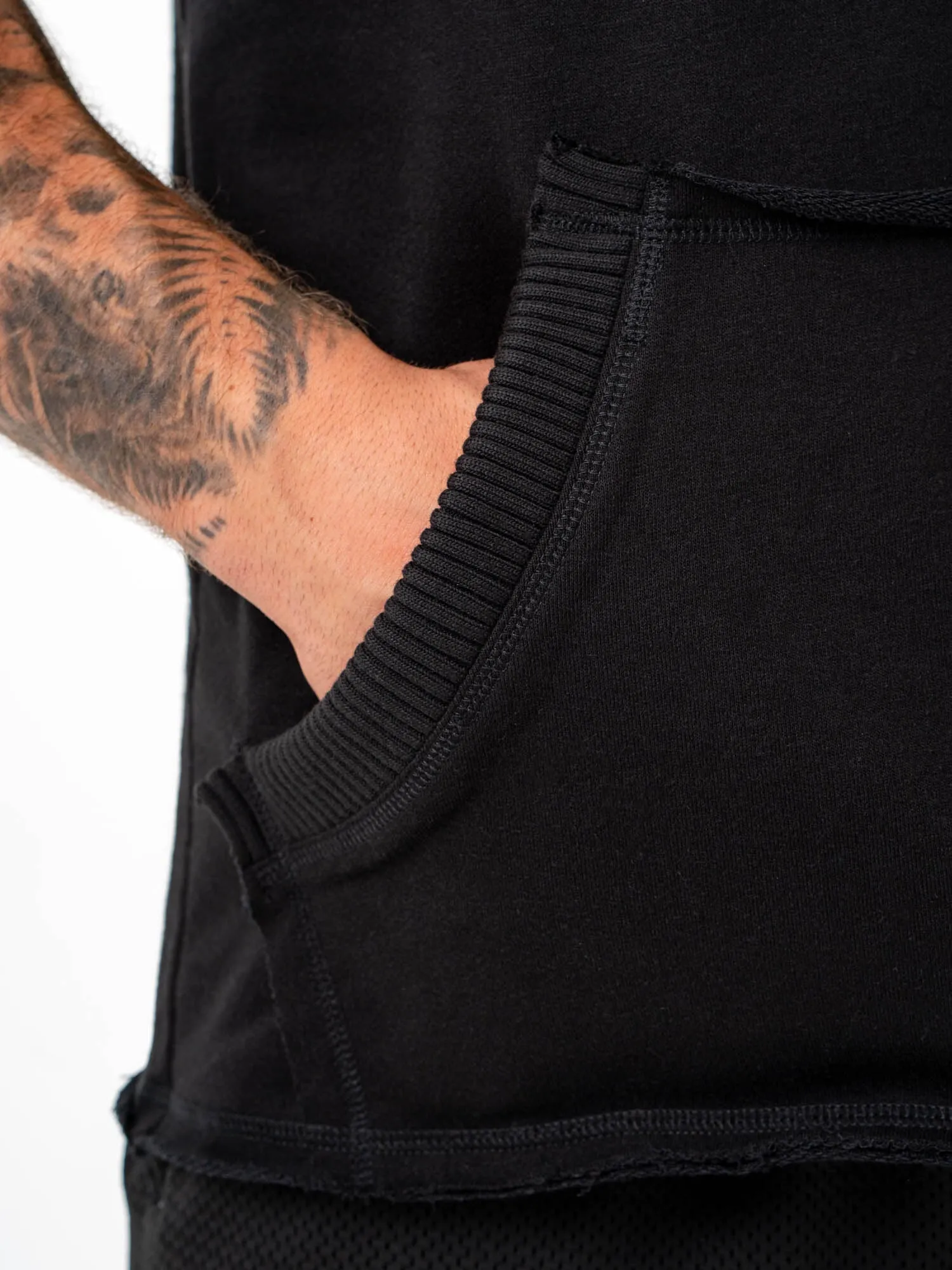 Collegiate Sleeveless Hoodie - Black