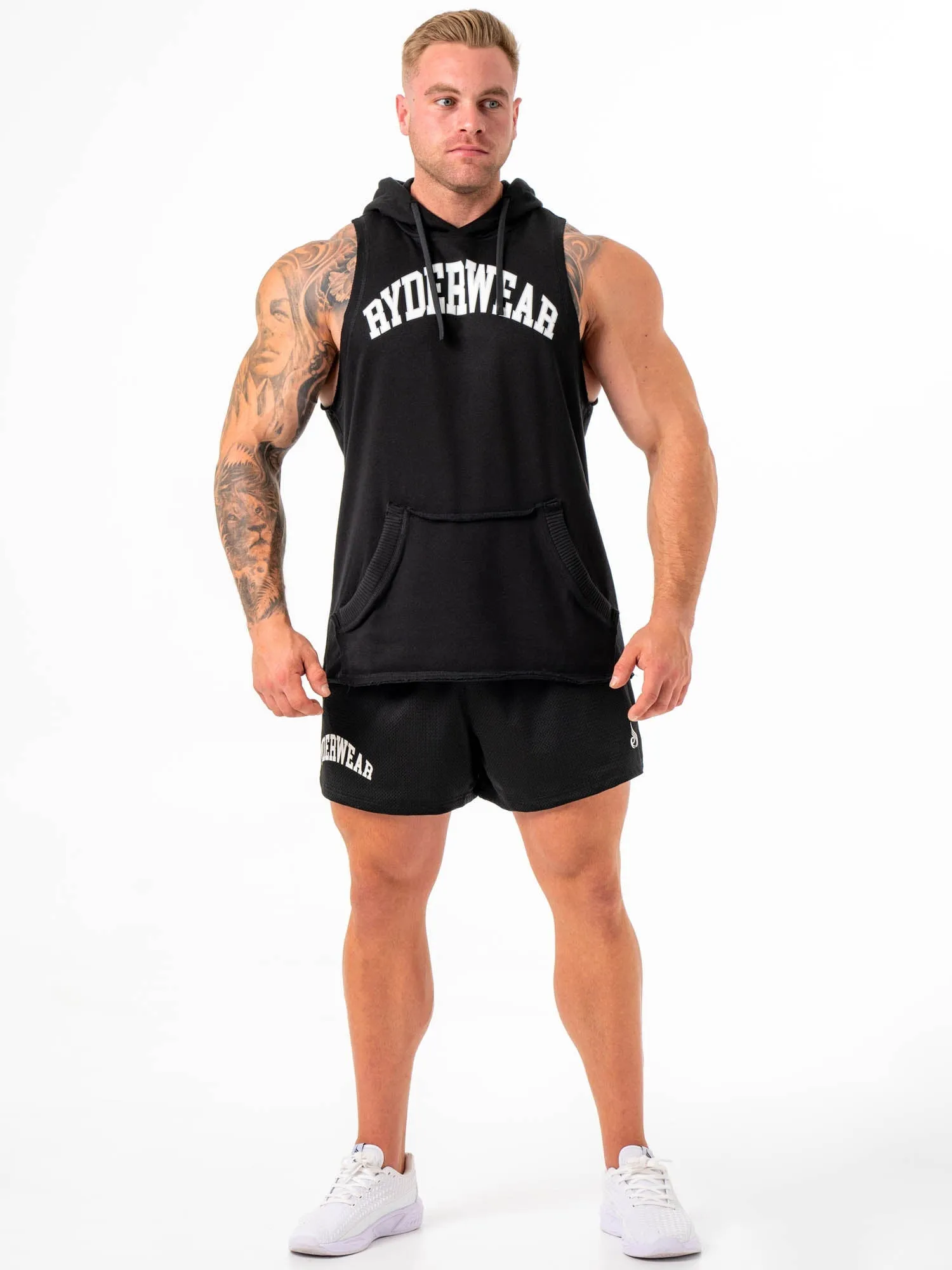 Collegiate Sleeveless Hoodie - Black