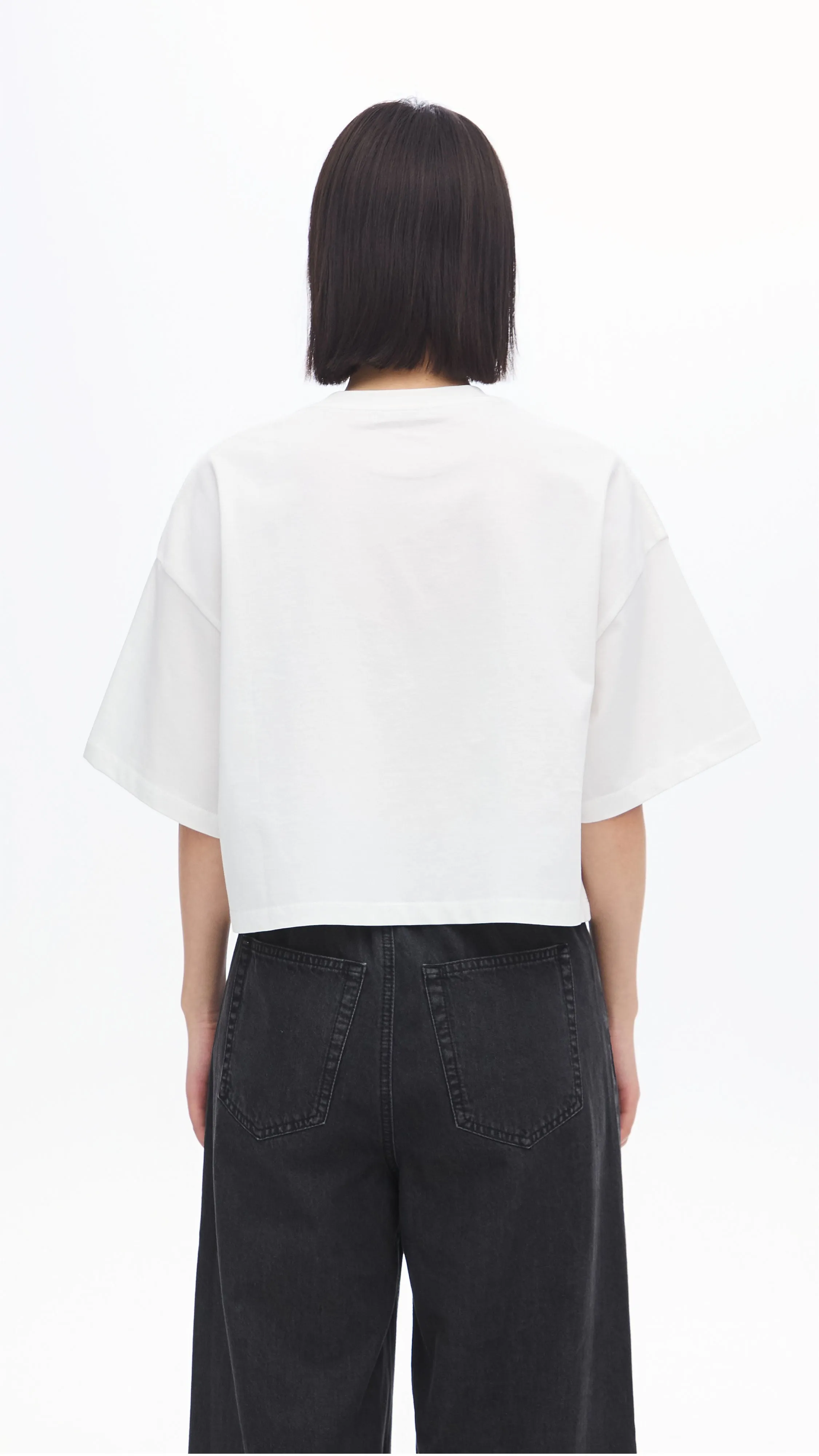 Cropped Parrot Graphic Embroidery Tee