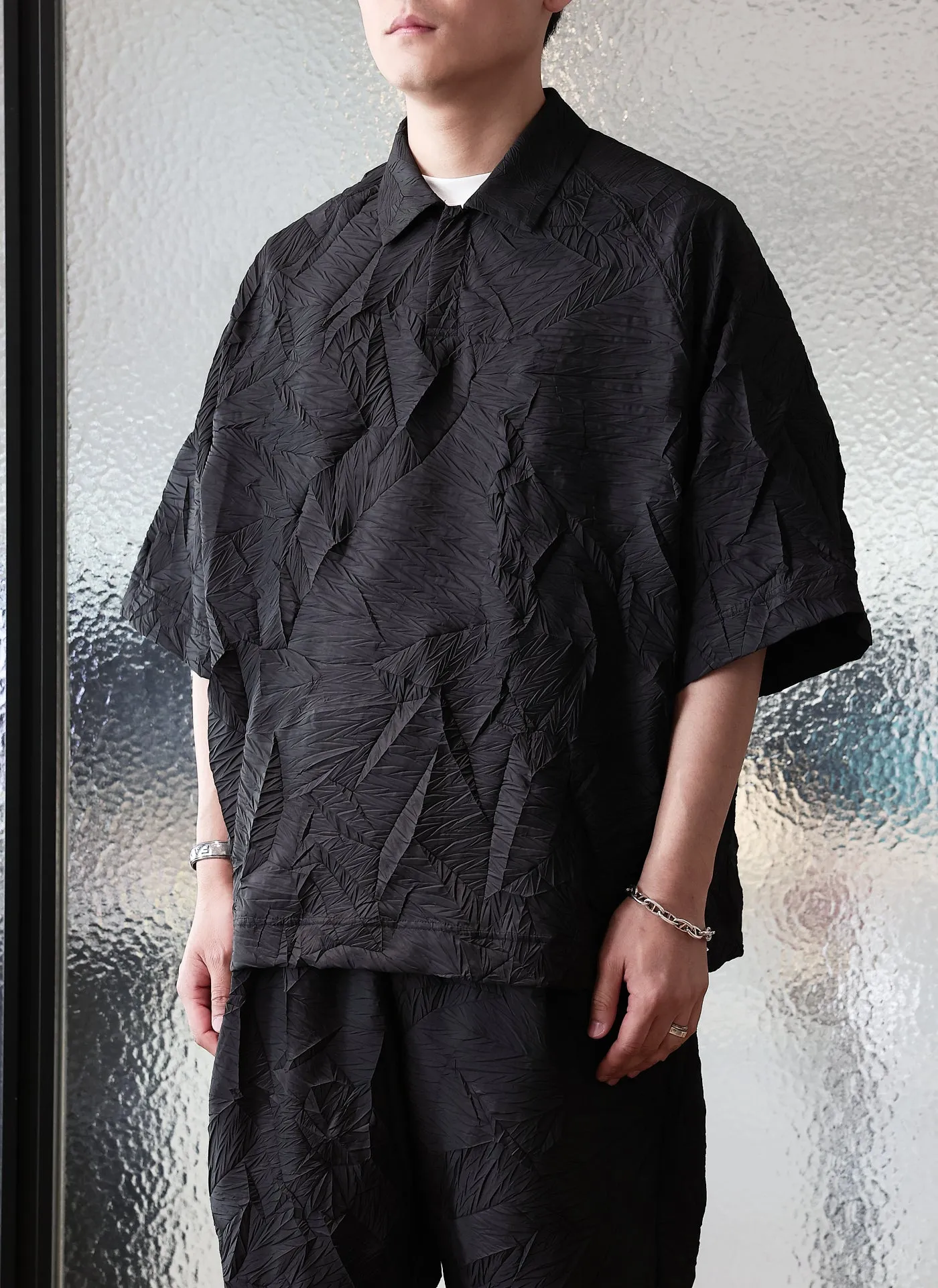 Distort Pleats Polyester Polo
