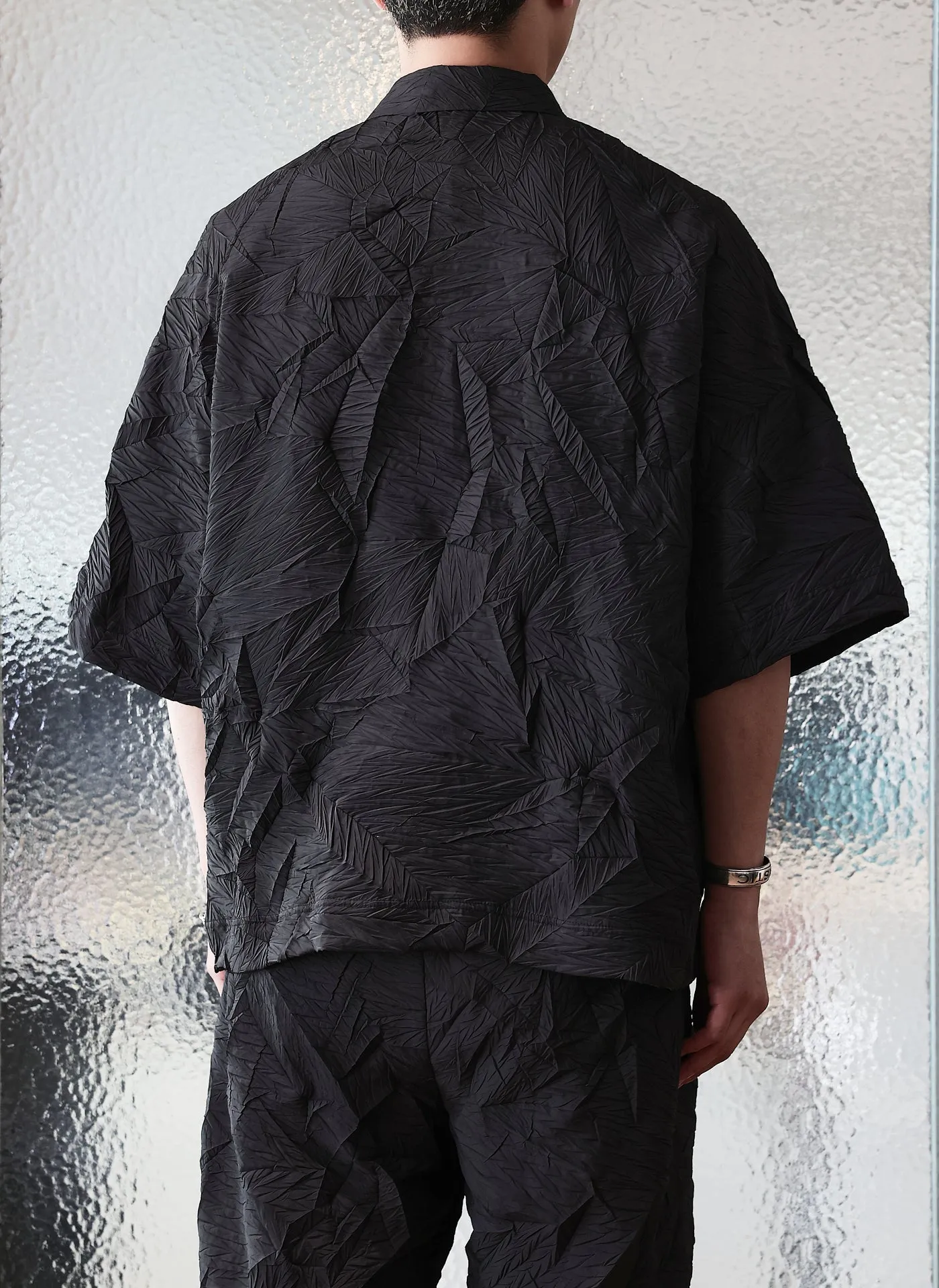Distort Pleats Polyester Polo