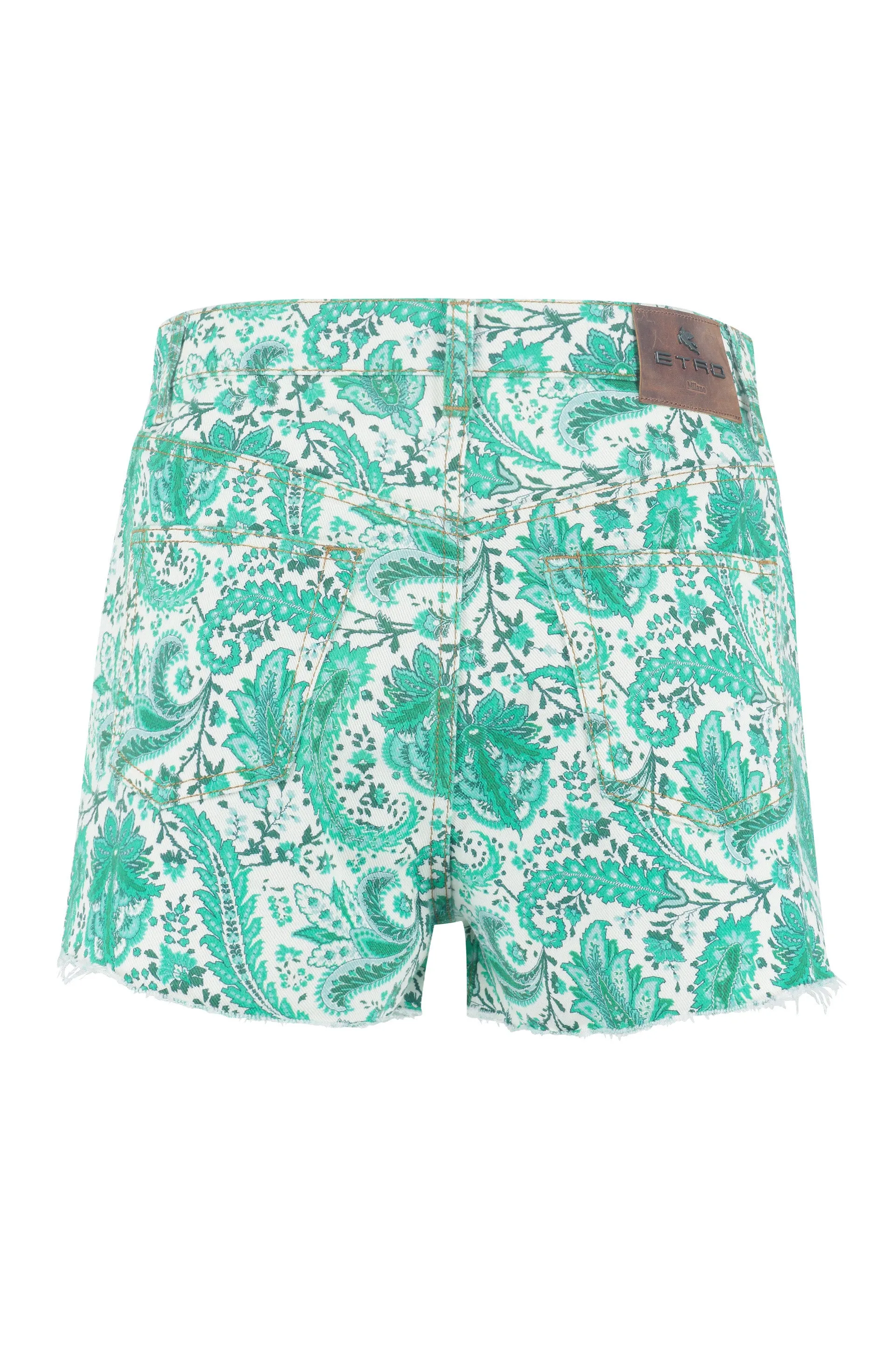 Etro Paisley Printed Mid-Rise Denim Shorts