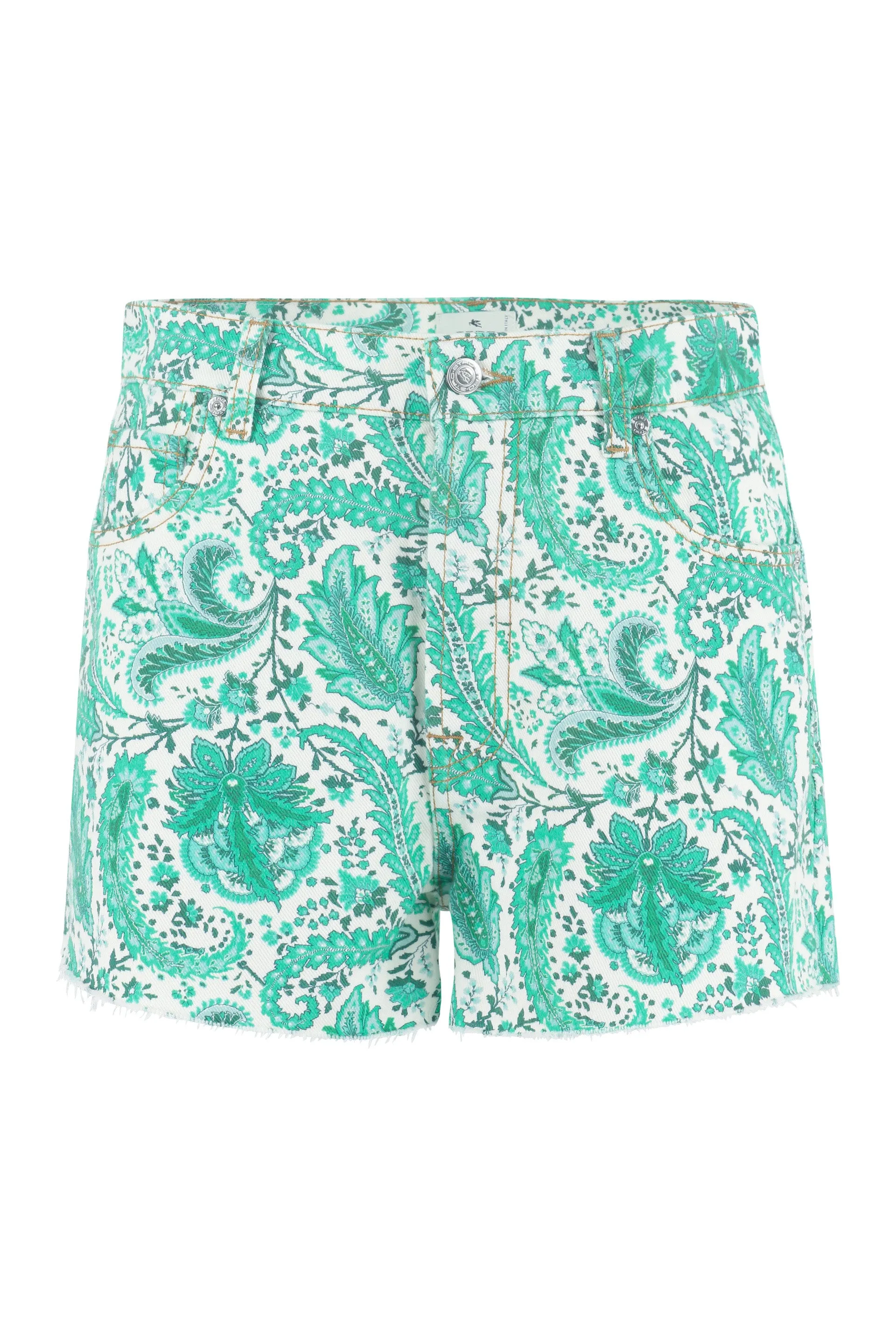 Etro Paisley Printed Mid-Rise Denim Shorts