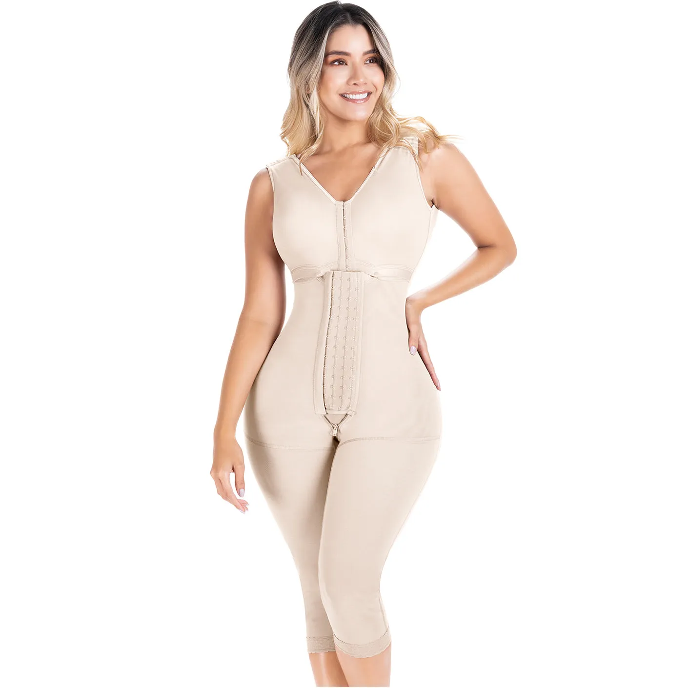 Fajas Sonryse 054BF | Tummy Control Compression Girdle Colombian Full Body Shaper with Built-in Bra | Post Surgery Postpartum