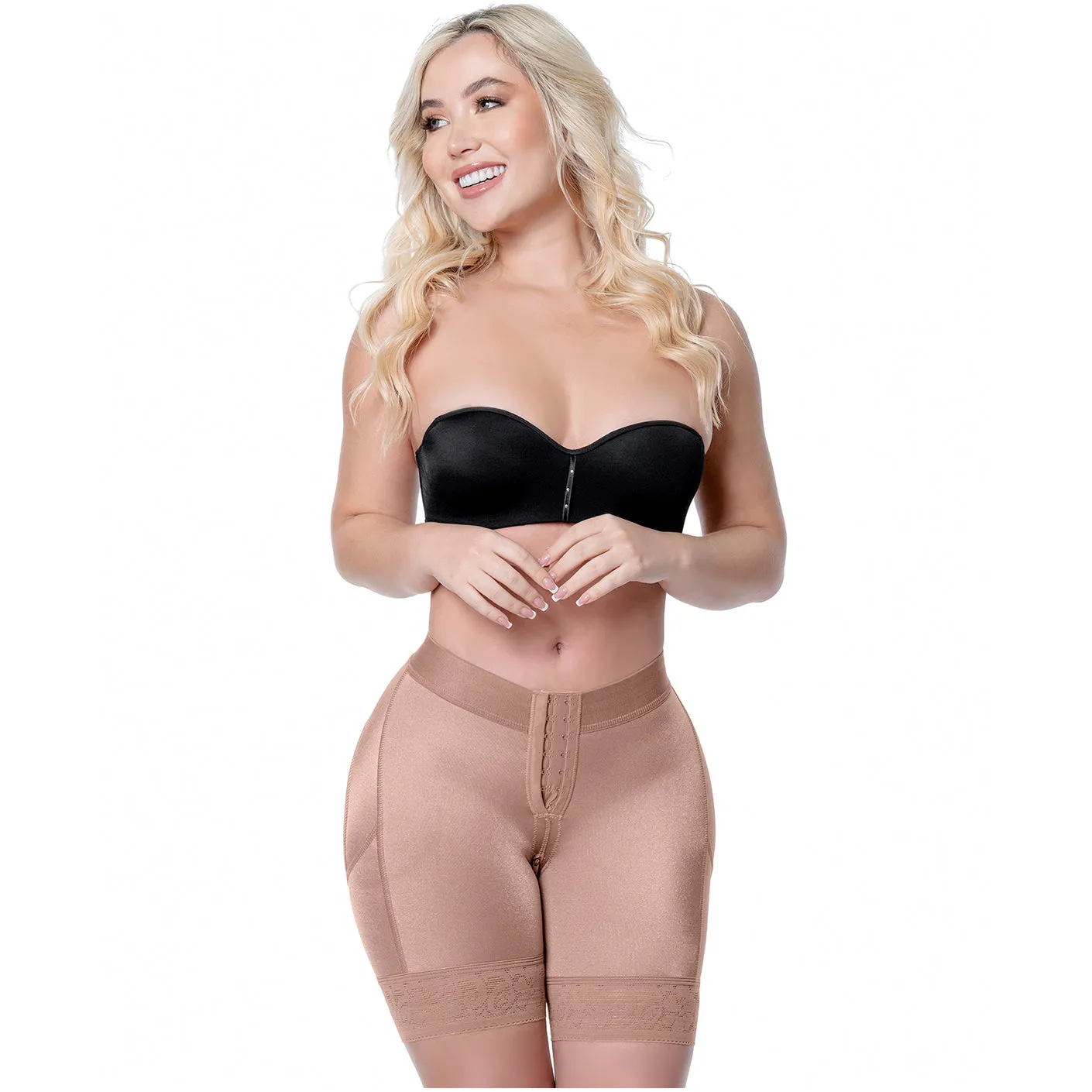 Fajas SONRYSE TR71BF | High Waisted Colombian Shaper Shorts for Women | Mid-Length Daily Use | Triconet