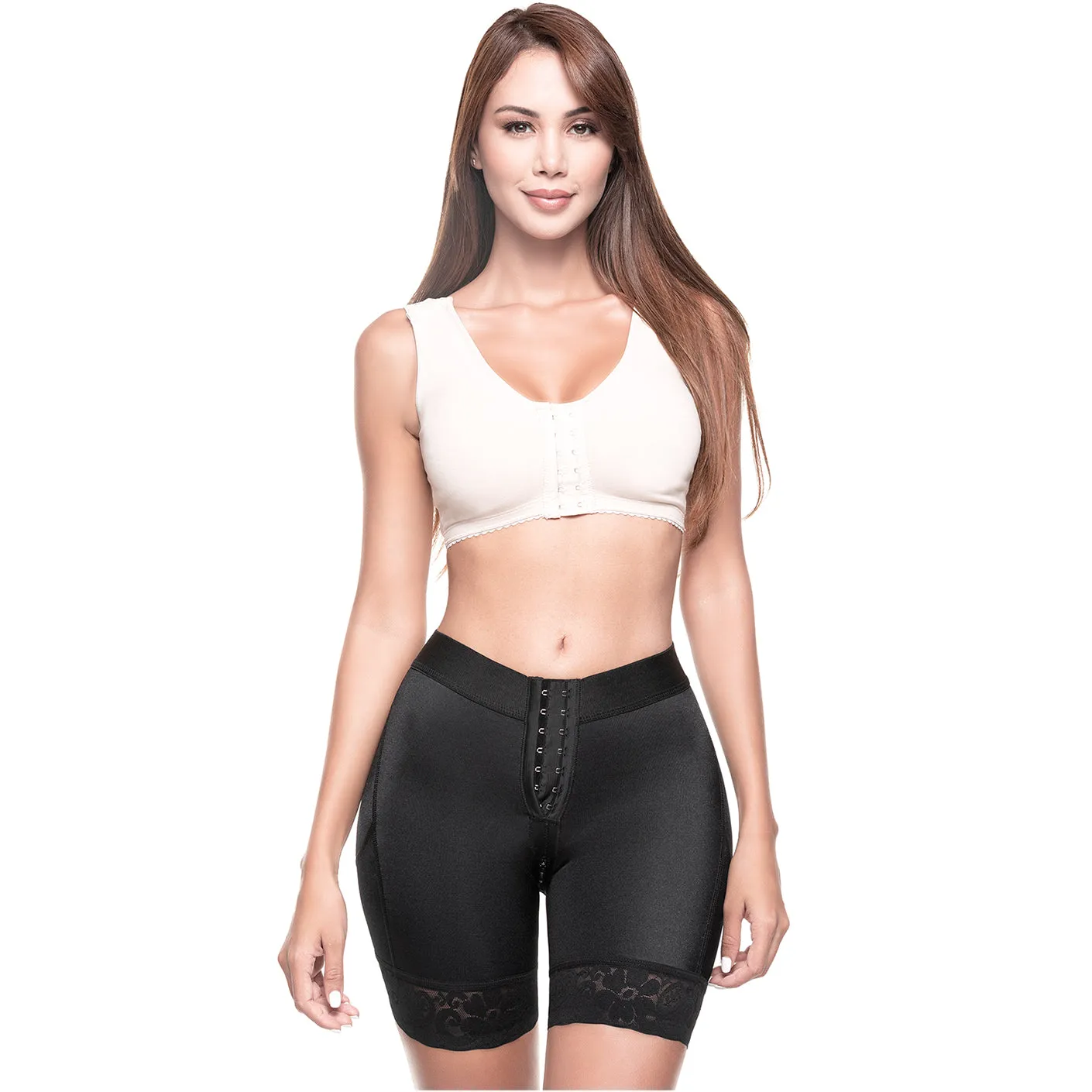 Fajas SONRYSE TR71BF | High Waisted Colombian Shaper Shorts for Women | Mid-Length Daily Use | Triconet