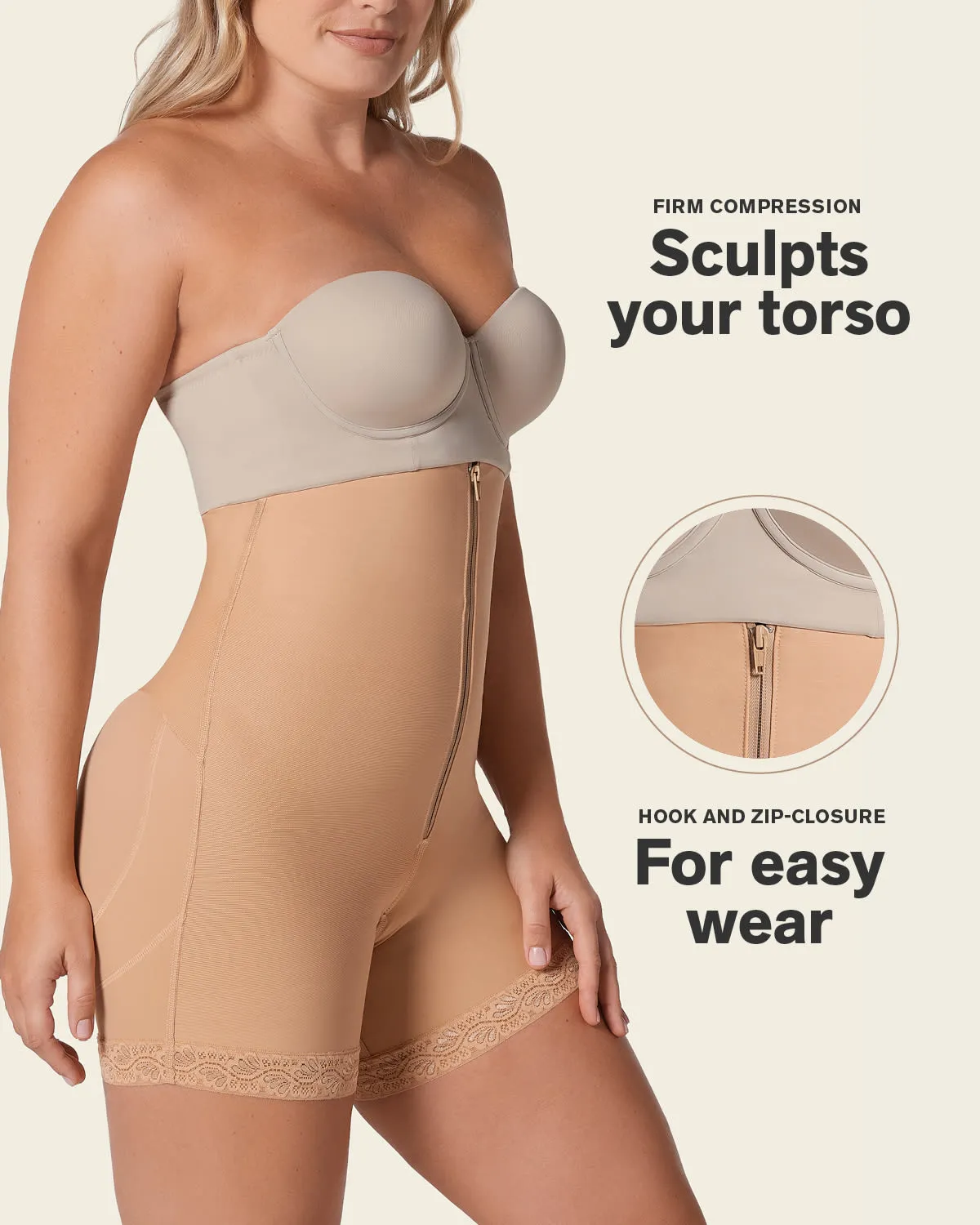 Firm Tummy Control Strapless Shaper with Butt Lifter