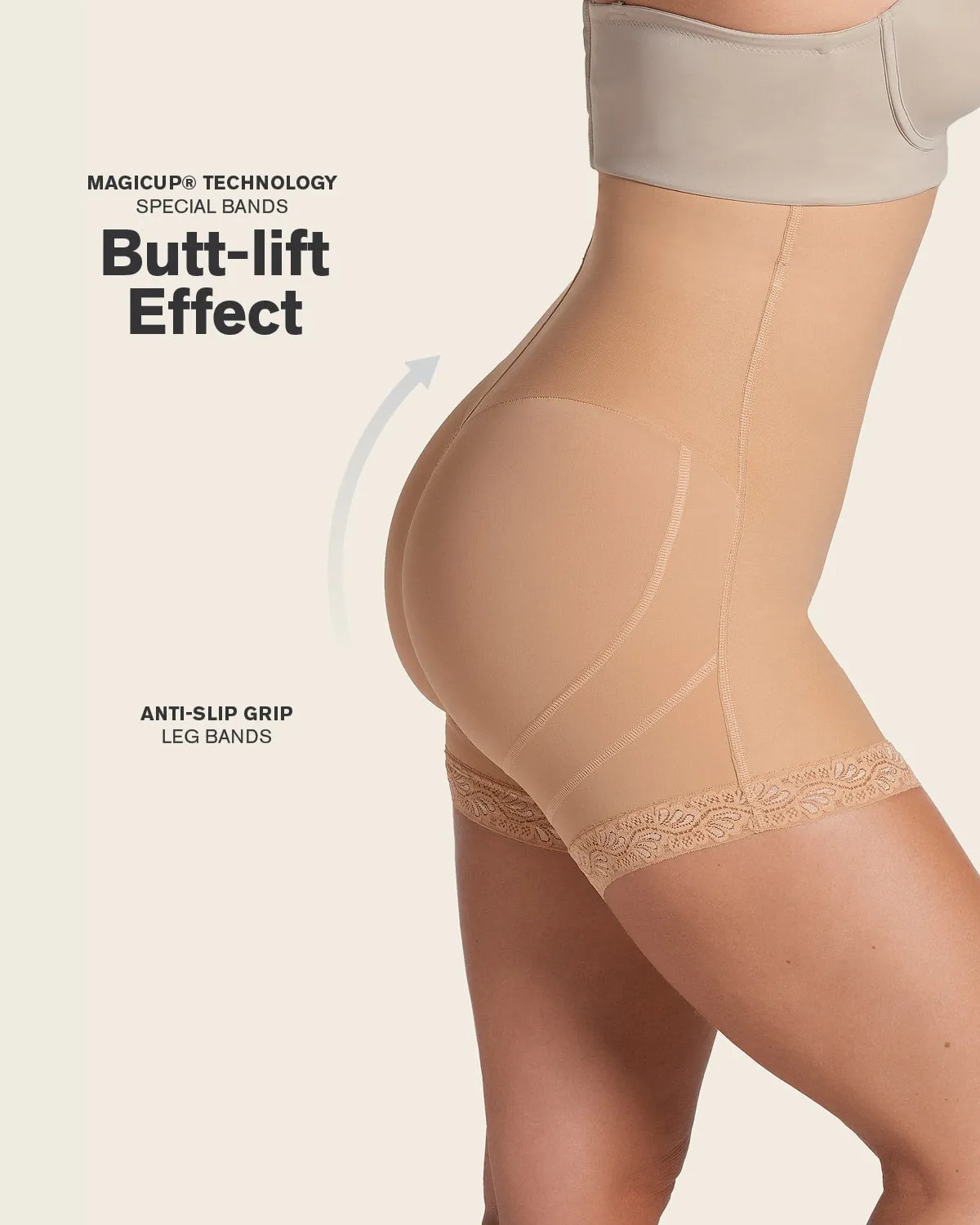 Firm Tummy Control Strapless Shaper with Butt Lifter