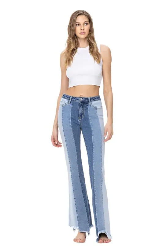 Flying Monkey Vervet-HIGH RISE RELAXED FLARE WITH UNEVEN RAW HEM