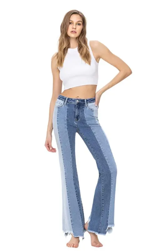 Flying Monkey Vervet-HIGH RISE RELAXED FLARE WITH UNEVEN RAW HEM