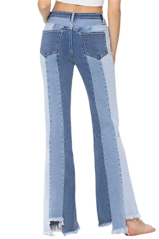 Flying Monkey Vervet-HIGH RISE RELAXED FLARE WITH UNEVEN RAW HEM