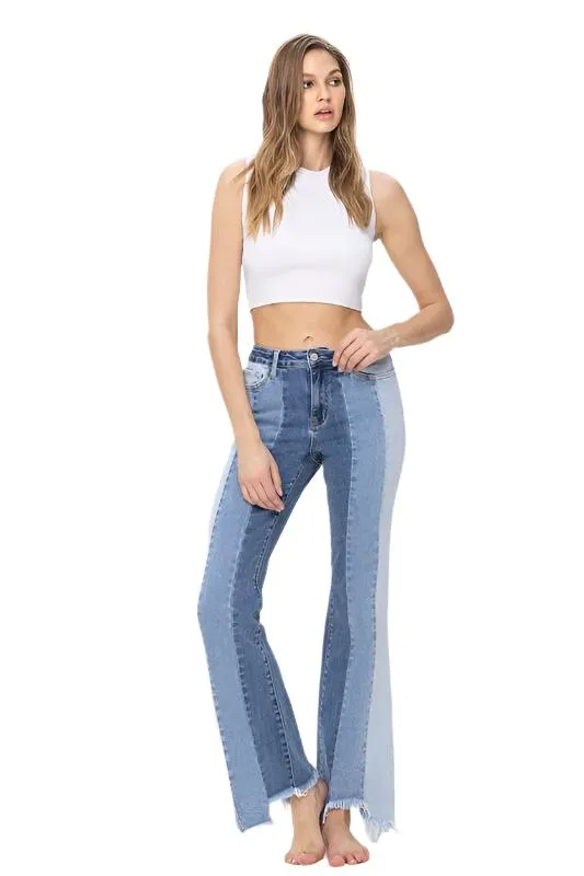 Flying Monkey Vervet-HIGH RISE RELAXED FLARE WITH UNEVEN RAW HEM