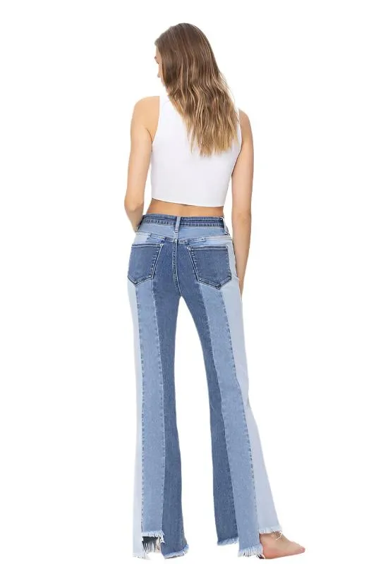 Flying Monkey Vervet-HIGH RISE RELAXED FLARE WITH UNEVEN RAW HEM