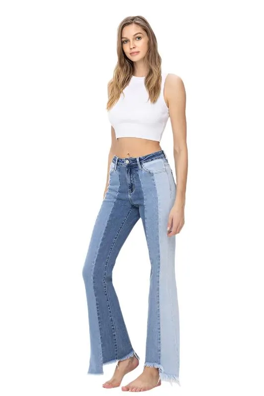 Flying Monkey Vervet-HIGH RISE RELAXED FLARE WITH UNEVEN RAW HEM