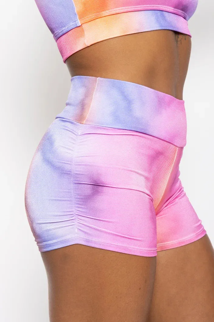 Gather Leg Shorts, Mixed Tie Dye Cool form  Light