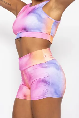 Gather Leg Shorts, Mixed Tie Dye Cool form  Light