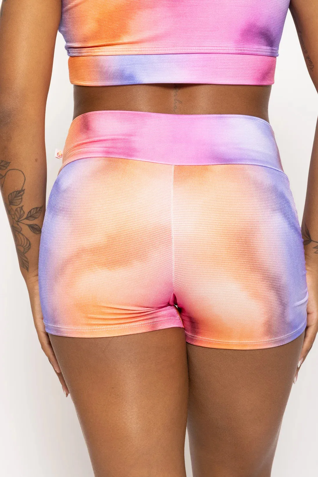 Gather Leg Shorts, Mixed Tie Dye Cool form  Light