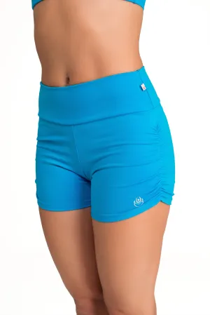Gather Leg Shorts, Sky Blue, Supplex