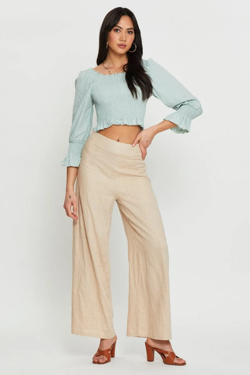 Green Peplum Top Long Sleeve