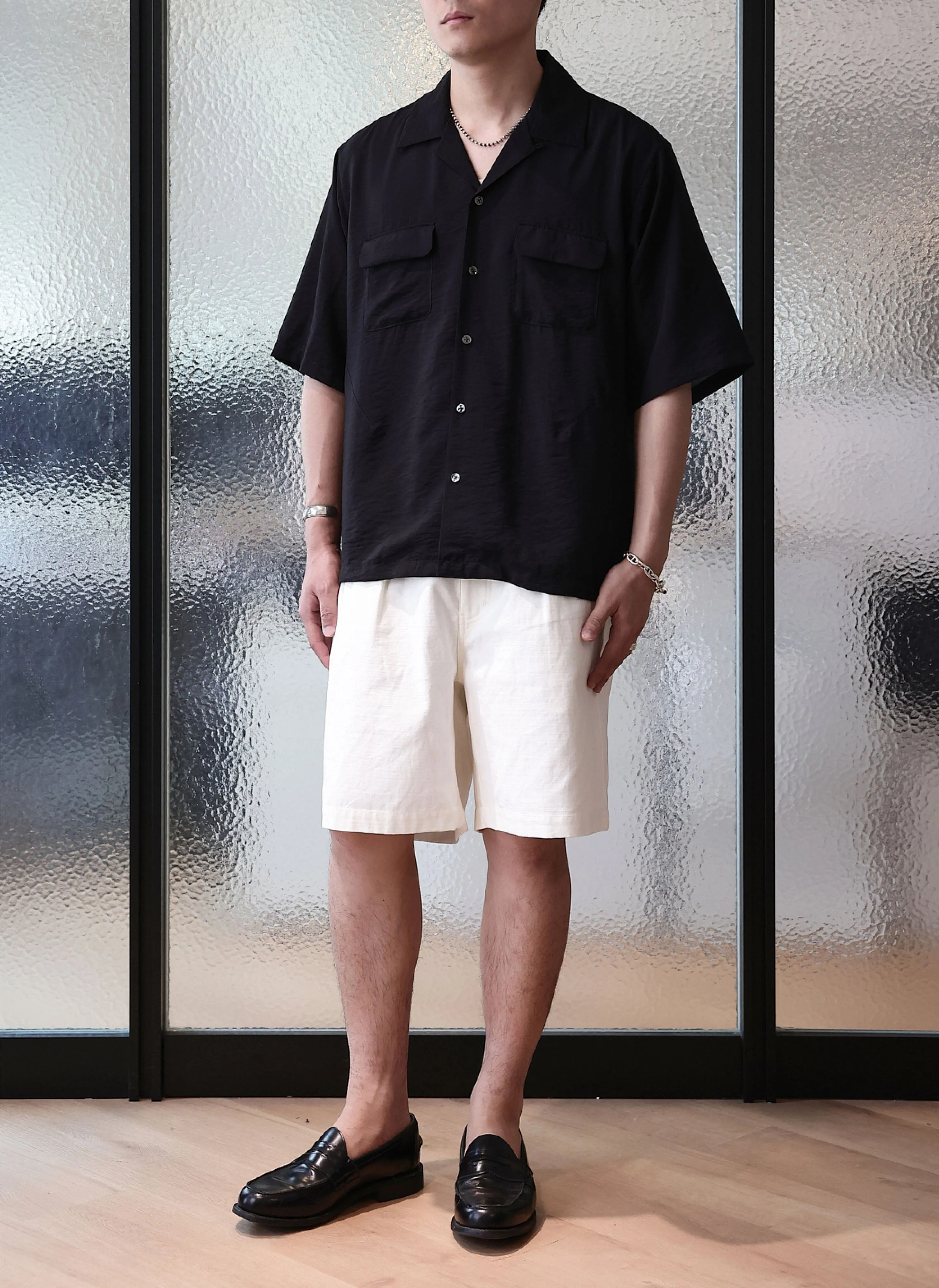 High Twist Salt Shrinking Cotton Twill Shorts