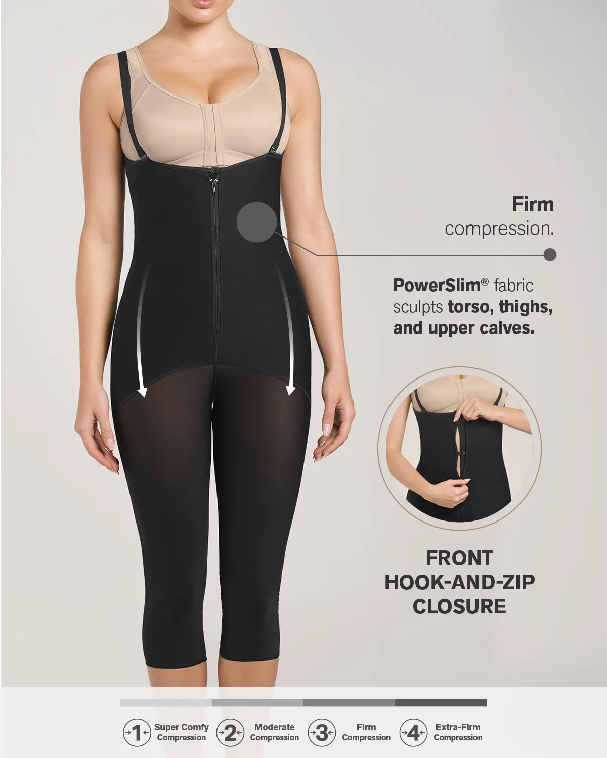 Hook-And-Zip Mid-Calf Sculpting Body Shaper