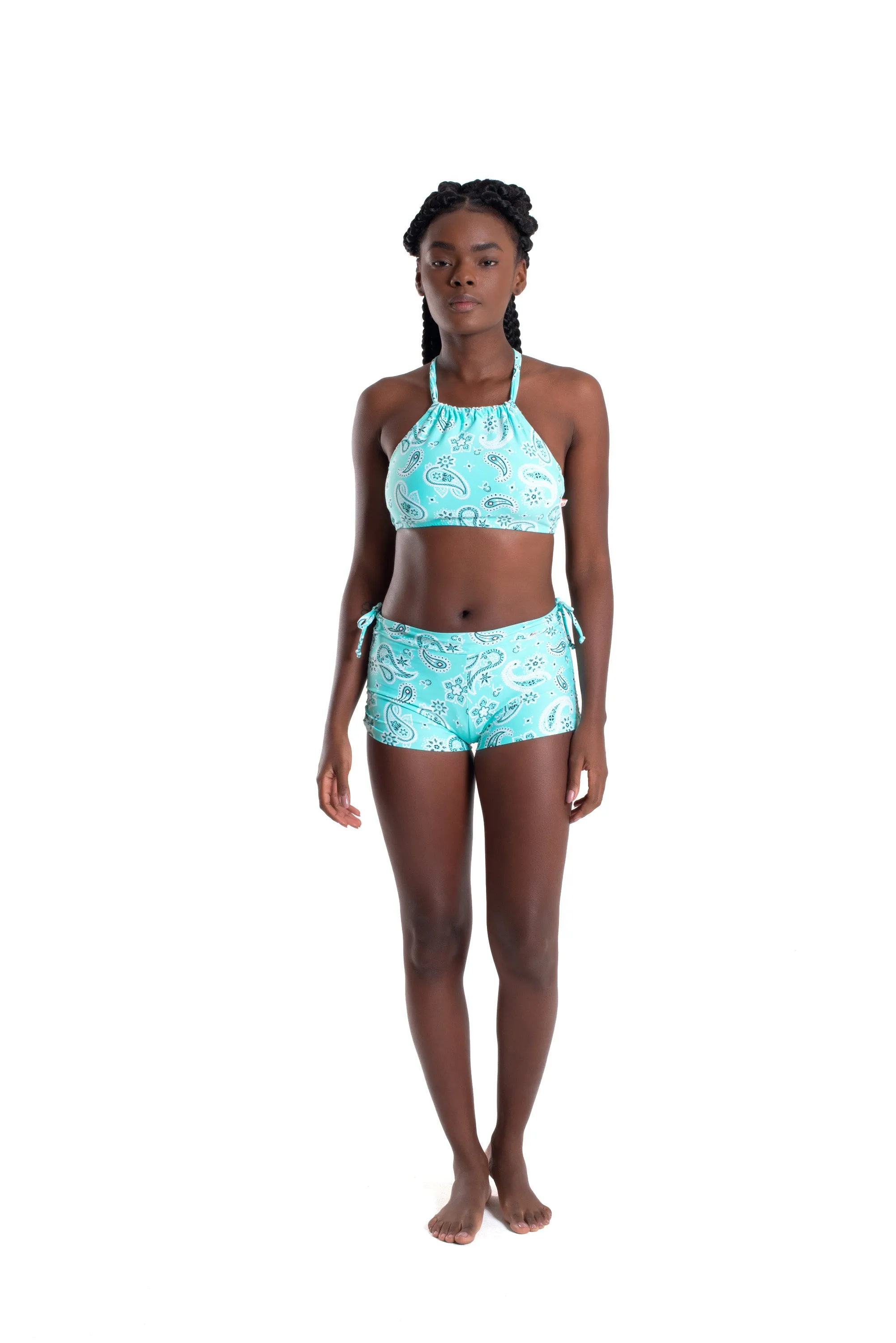 Kali Top, Aqua Blue Paisley, Cool Form Light