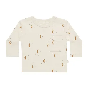 Long Sleeve Pocket Tee - Moons - Natural - FINAL SALE