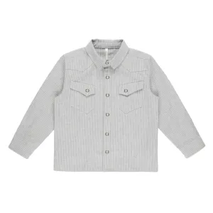 Long Sleeve Western Shirt - Blue Micro Stripe - FINAL SALE