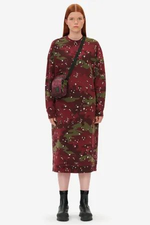 MAISON KITSUNÉ CAMO FOX LONG SWEAT DRESS WINE LEES DESIGN