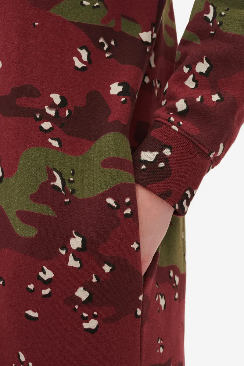 MAISON KITSUNÉ CAMO FOX LONG SWEAT DRESS WINE LEES DESIGN