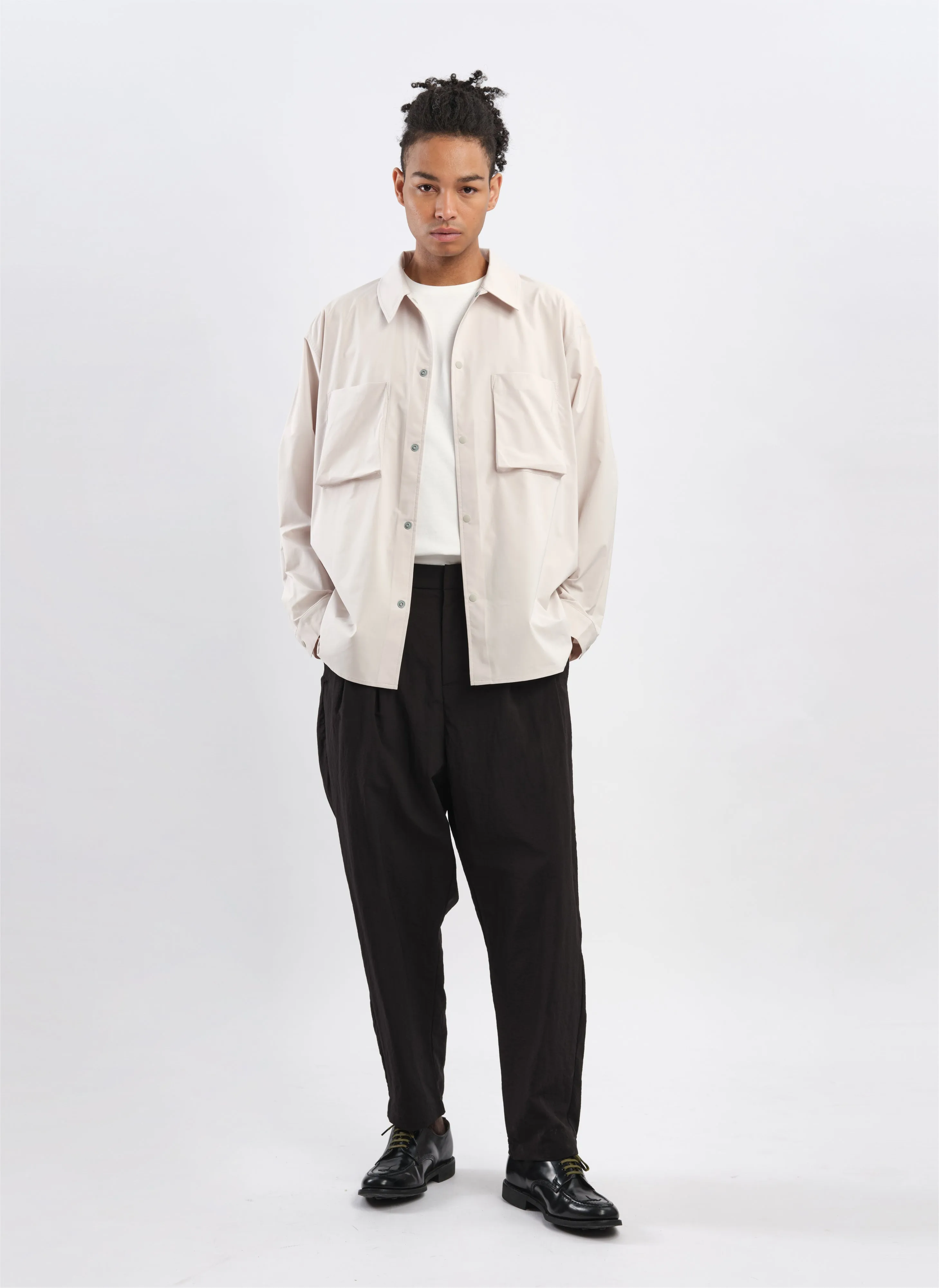 Minotech Snap Button Pocket Open Collar Shirt