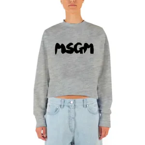 Msgm Brush Print Sweatshirt Light Grey